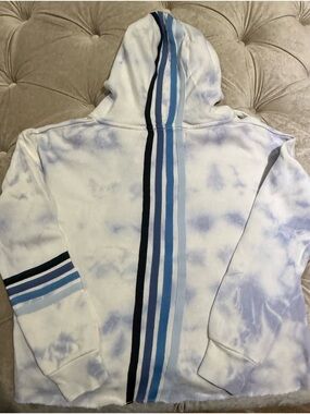 Vintage Havana Tie-Dye Hoodie with Blue Pinstripes